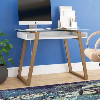 Langley Street Phoebe Glass Desk Reviews Wayfair