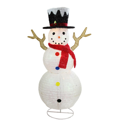 The Holiday Aisle Pre Lit Glitter Snowflake Snowman Outdoor