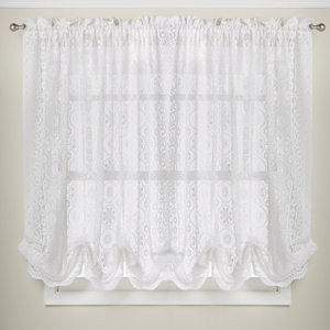 Hopewell Floral Heavy Lace Kitchen Curtain Shade