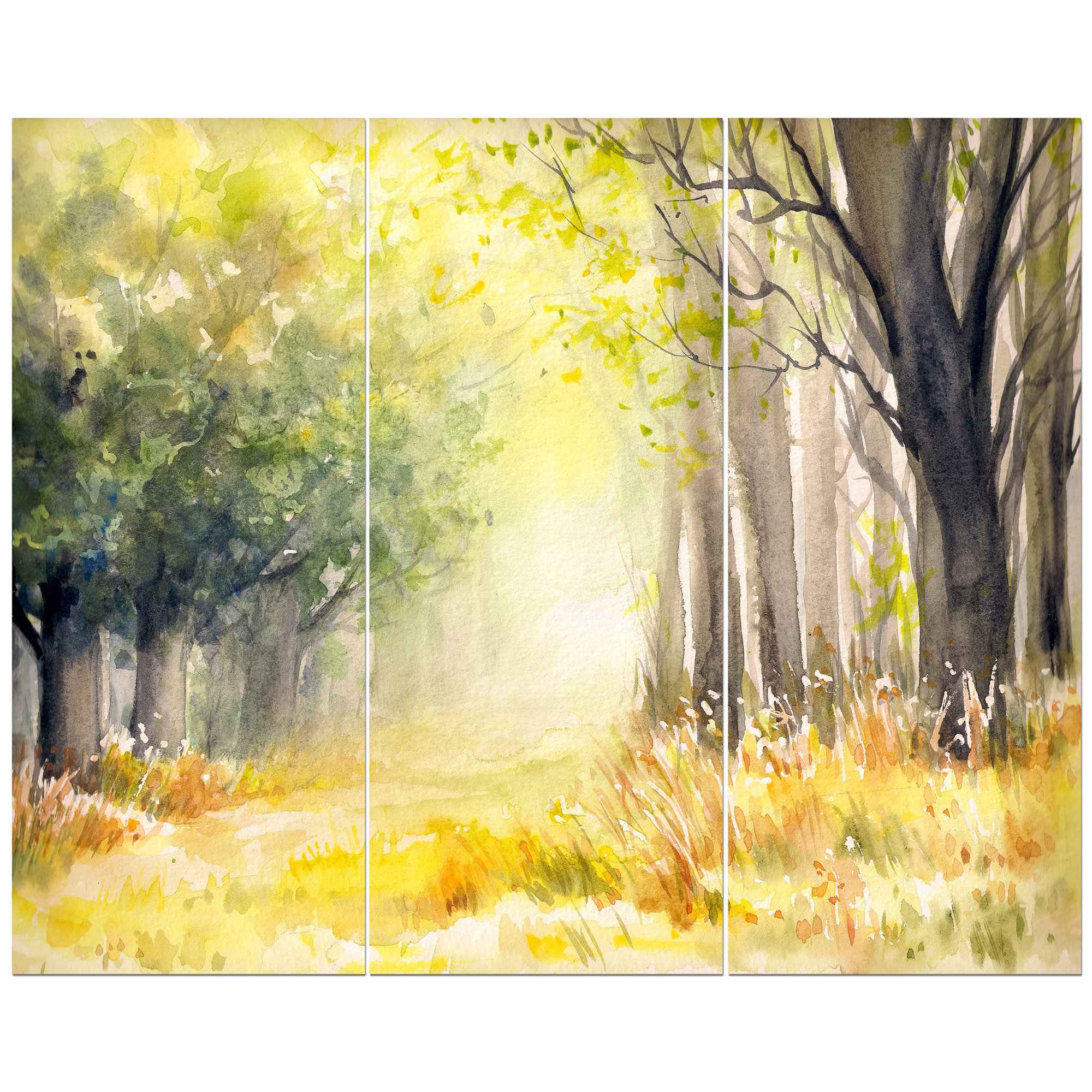 Forest Woodland Waterfall River CANVAS WALL ART MULTI Panel Print Picture