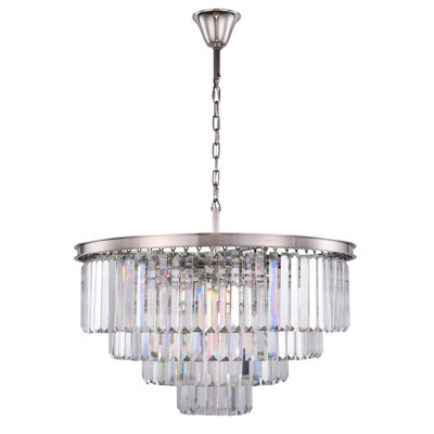 Whipton 17  Light Unique  Statement Tiered Chandelier Everly Quinn Finish Polished Nickel Crystal Color Cut
