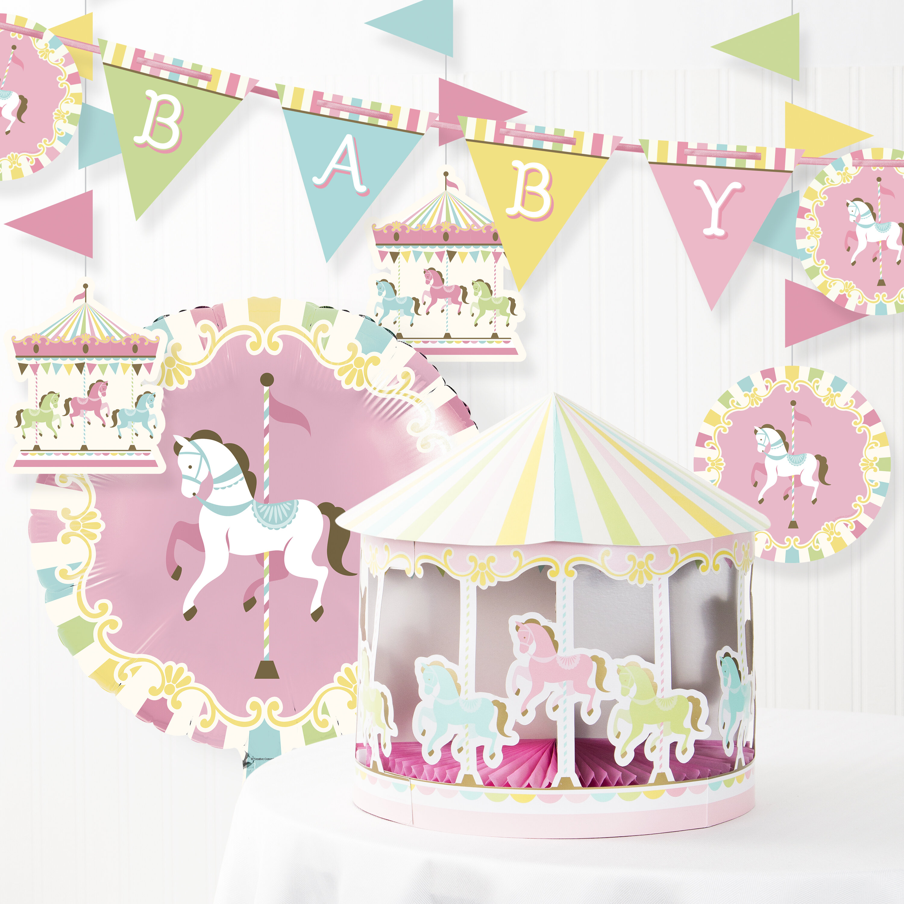 The Party Aisle Carousel Baby Shower Decoration Kit Wayfair