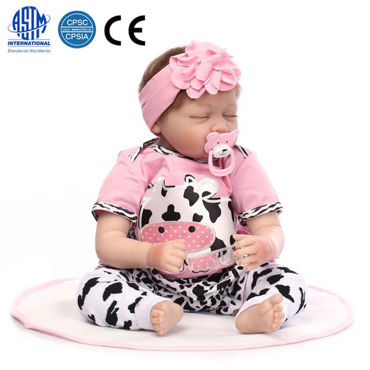 22" Cheap Real Look Newborn Reborn Baby Girl Vinyl Silicone Dolls Gifts for Kids