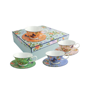 Teacups Saucers You Ll Love Wayfair Cottage Garden 4 Piece Windsor Teacup And Saucer Set