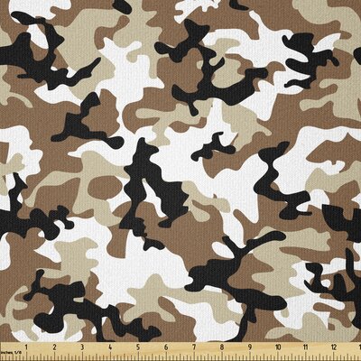 Ambesonne Camouflage Fabric By The Yard, Abstract Style In Various Shades Of Brown Pattern Camouflage Motif East Urban Home Size: 36