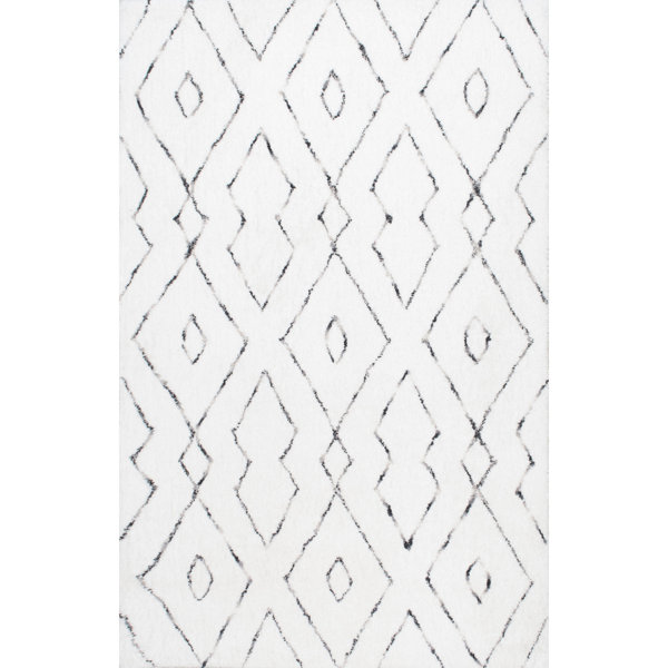 Peraza Hand-Tufted White Area Rug by Mercury Row
