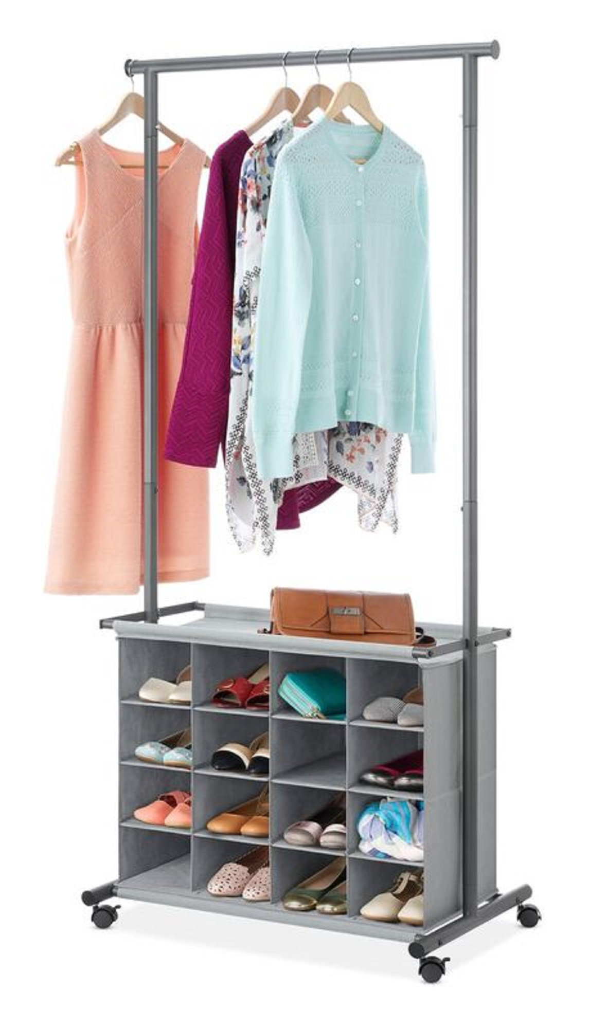 clothing rack dividers on Rebrilliant Maryam 32 88 Rolling Clothes Rack Reviews Wayfair