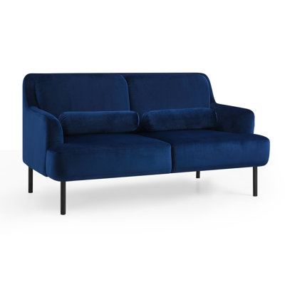 MS013LOVESEAT Wooster V2 2Seater Primary Living Space Sofa Everly Quinn Fabric Dark Blue Velvet