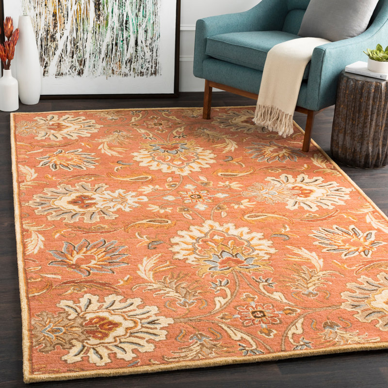 Birch Lane Aaron Floral Handmade Tufted Wool Burnt Orange Area Rug Reviews Wayfair,Creative Beautiful Girl Sketch Girl Wallpaper Drawing With Color