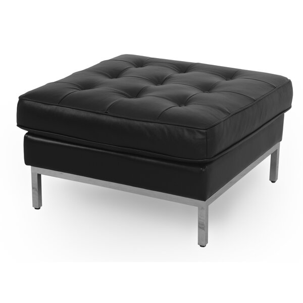 Runyon Leather Tufted Cube Ottoman By Orren Ellis
