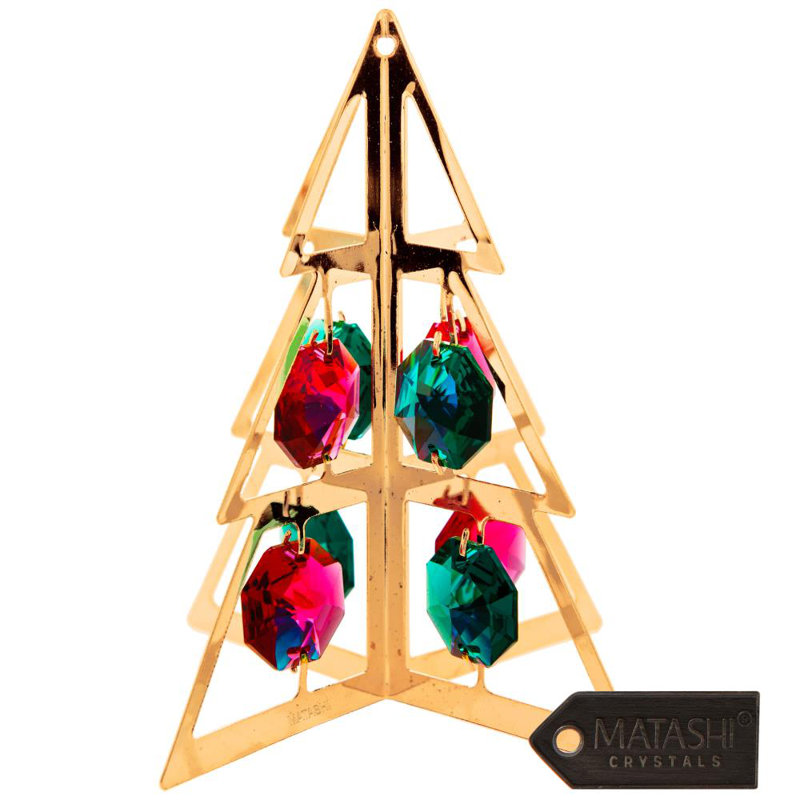 The Holiday Aisle 24k Plated Crystal Studded Christmas Tree Shaped