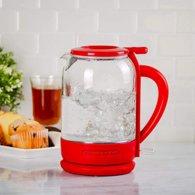 Ovente 1.5 qt. Glass Electric Tea Kettle Ovente Color: Red