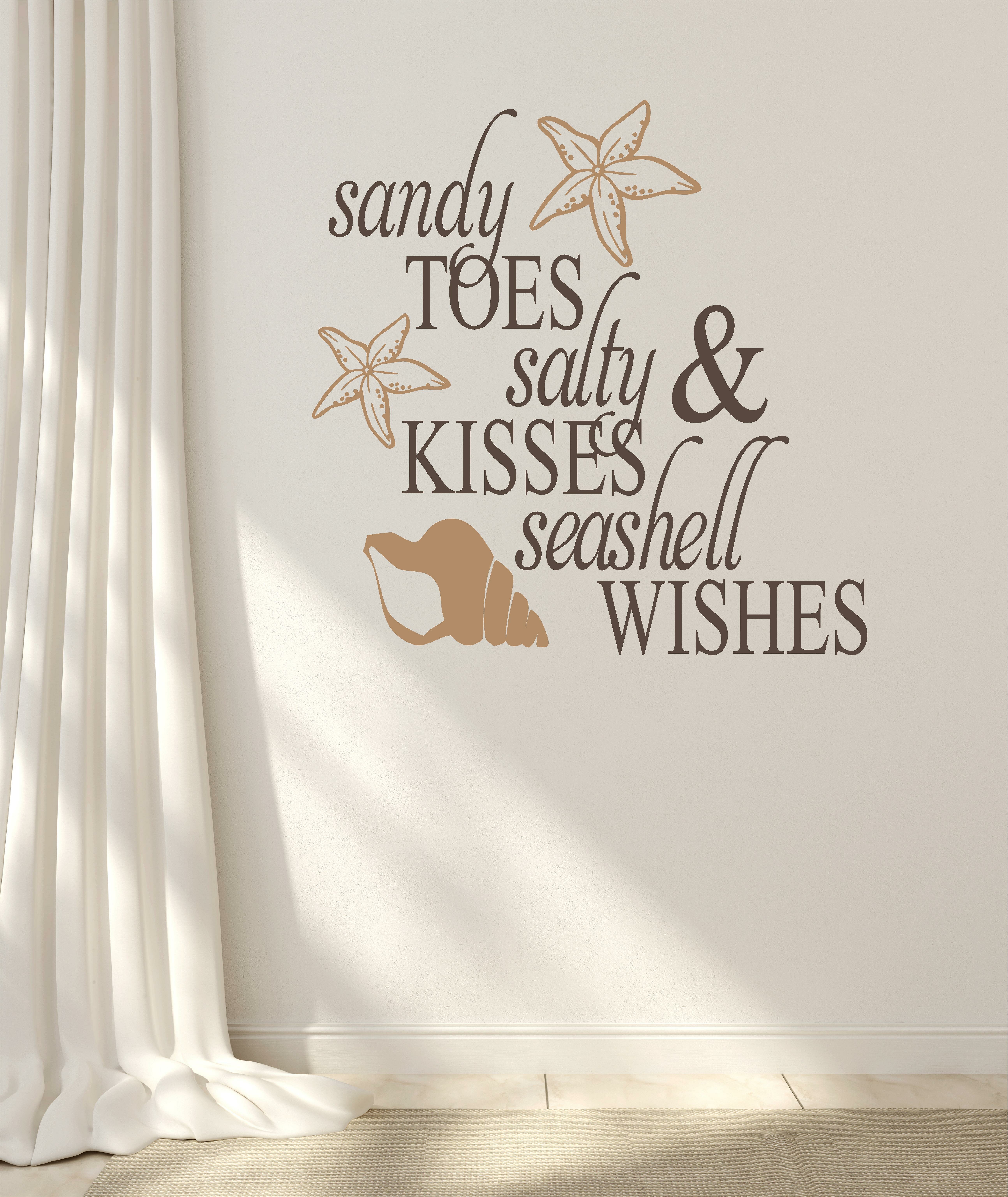 Sandy Toes Salty Kisses Seashell Wishes Beach Vinyl Wall Graphic Decal Sticker