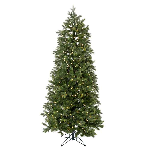 The Holiday Aisle Pre Lit Realistic Slim Green Pine Artificial Christmas Tree With Clear White Lights Wayfair