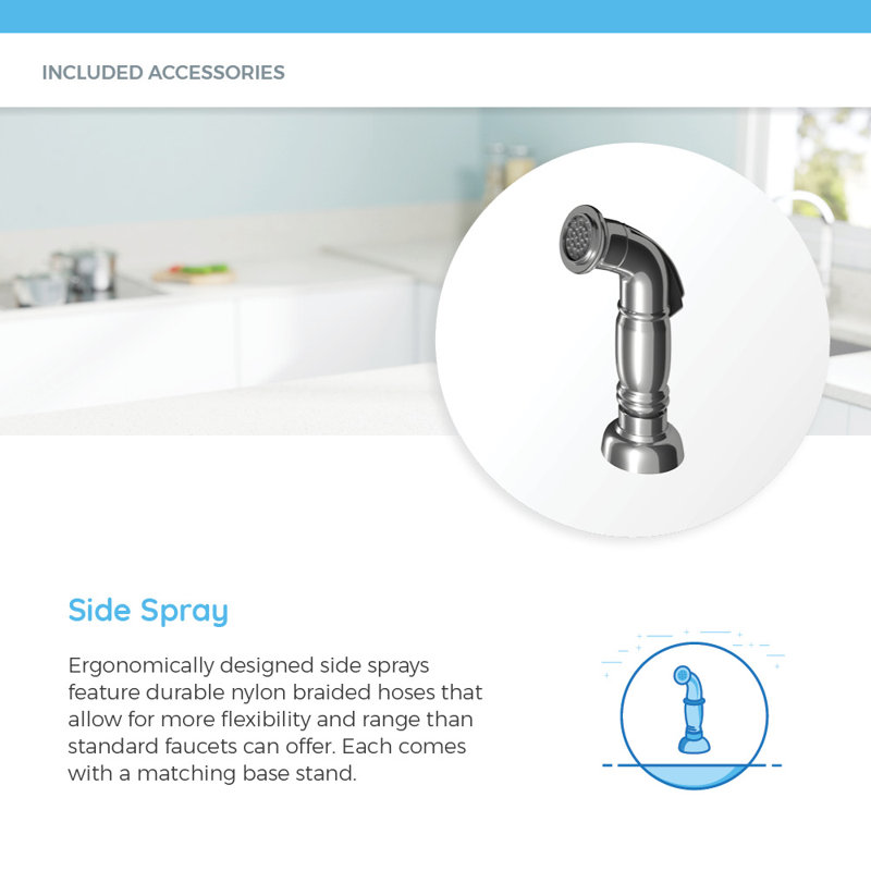 Mrdirect 4 Hole Standard Single Handle Kitchen Faucet With Side