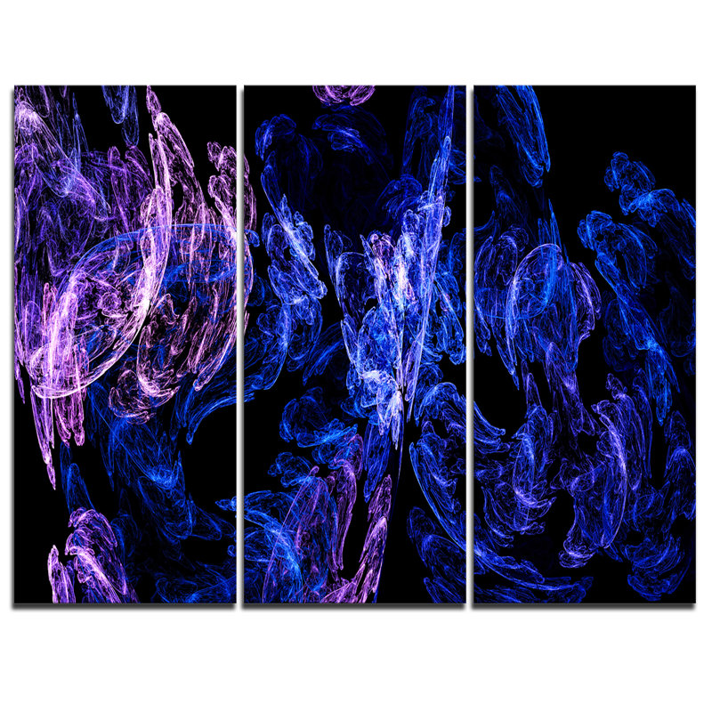 Designart Dark Blue Fractal Desktop Wallpaper 3 Piece Graphic Art On Wrapped Canvas Set Wayfair