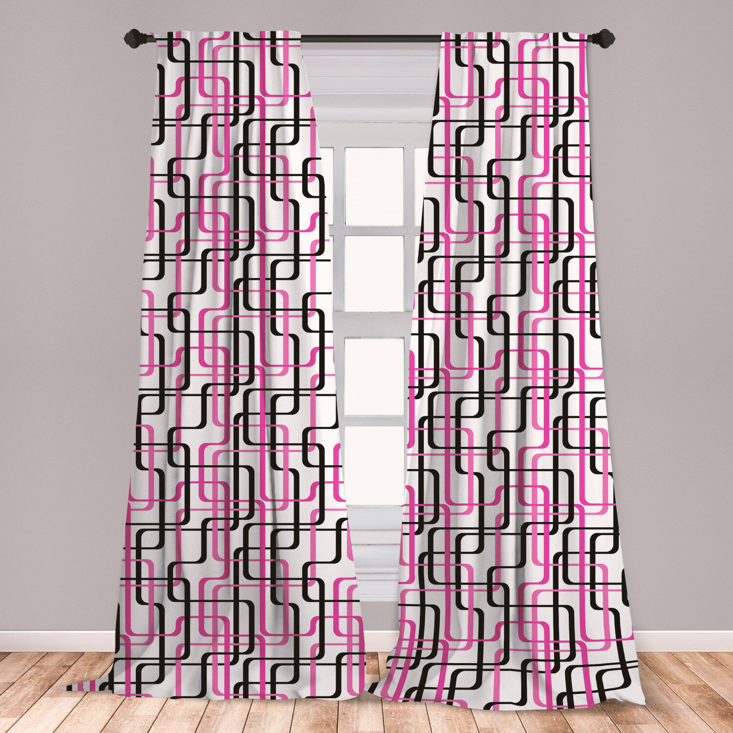 Ambesonne Geometric Curtains Sixties Inspired Wavy Lines Vibrant Image Curved Stripes Funky Pattern Window Treatments 2 Panel Set For Living Room