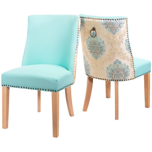 Mccardle Cotton Upholstered Side Chair In Aqua (Set Of 2) By Rosdorf Park