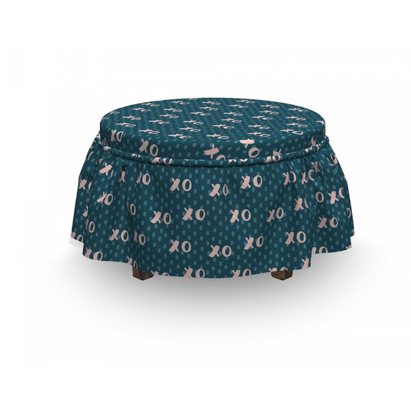 Dashed Rain Background Ottoman Slipcover (Set Of 2) By East Urban Home