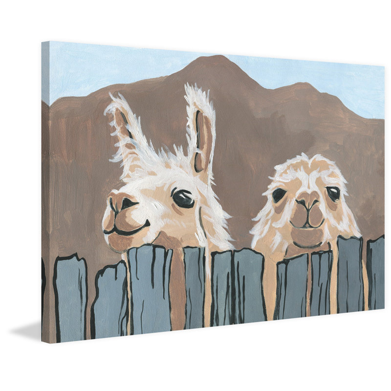 Brayden Studio Peekaboo Llamas Acrylic Painting Print On Wrapped Canvas Reviews Wayfair