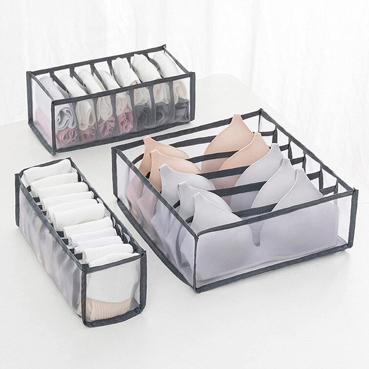 1/3PC Foldable Underwear Bra Socks Storage Box Wardrobe Organizer Drawer Divider