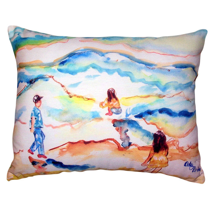 Highland Dunes Diaundra Playing At The Beach No Cord Indoor Outdoor Lumbar Pillow Wayfair
