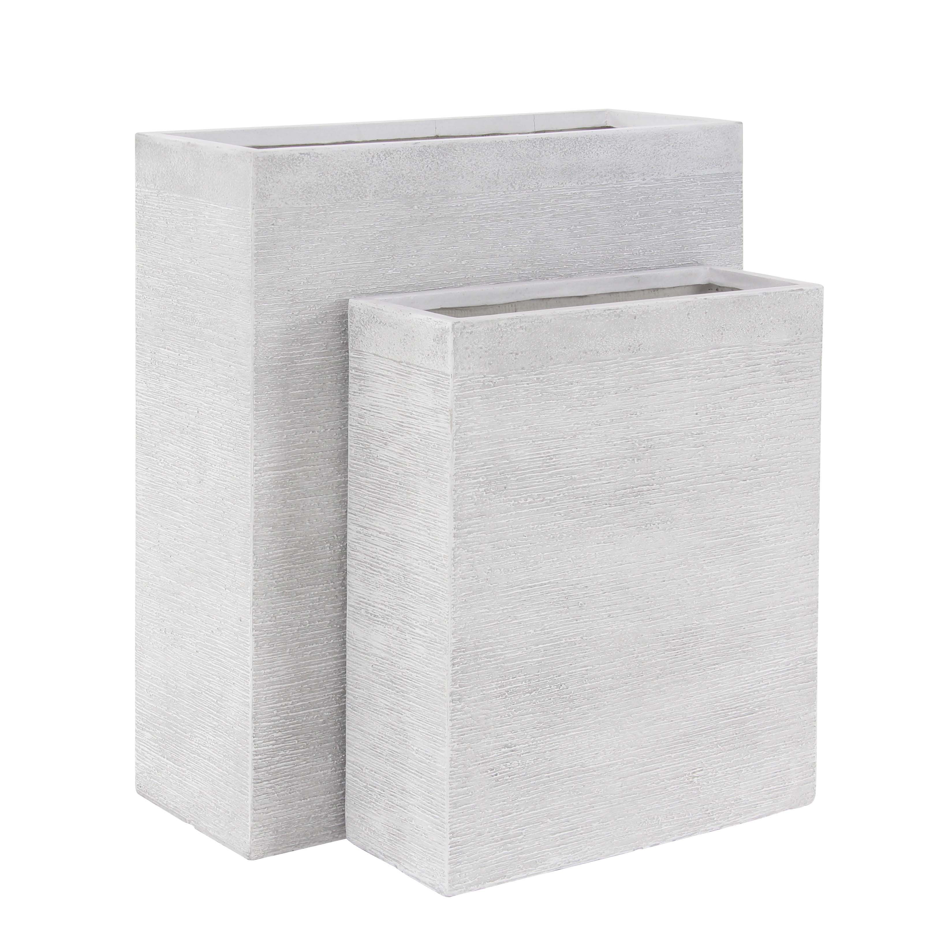 Cole Grey Modern Rectangular 2 Piece Clay Planter Box Set Wayfair