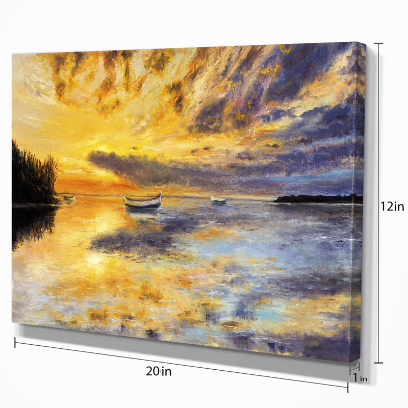 East Urban Home Rich Golden Sunset Ocean Panorama Graphic Art