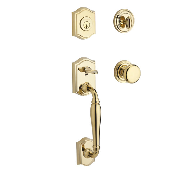 Westcliff Single Cylinder Handleset with Traditional Round Rose and Round Interior Knob by Baldwin