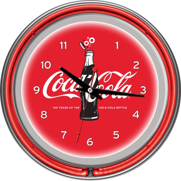 Coca-Cola 100th Anniversary 14.5 Neon Wall Clock by Trademark Global