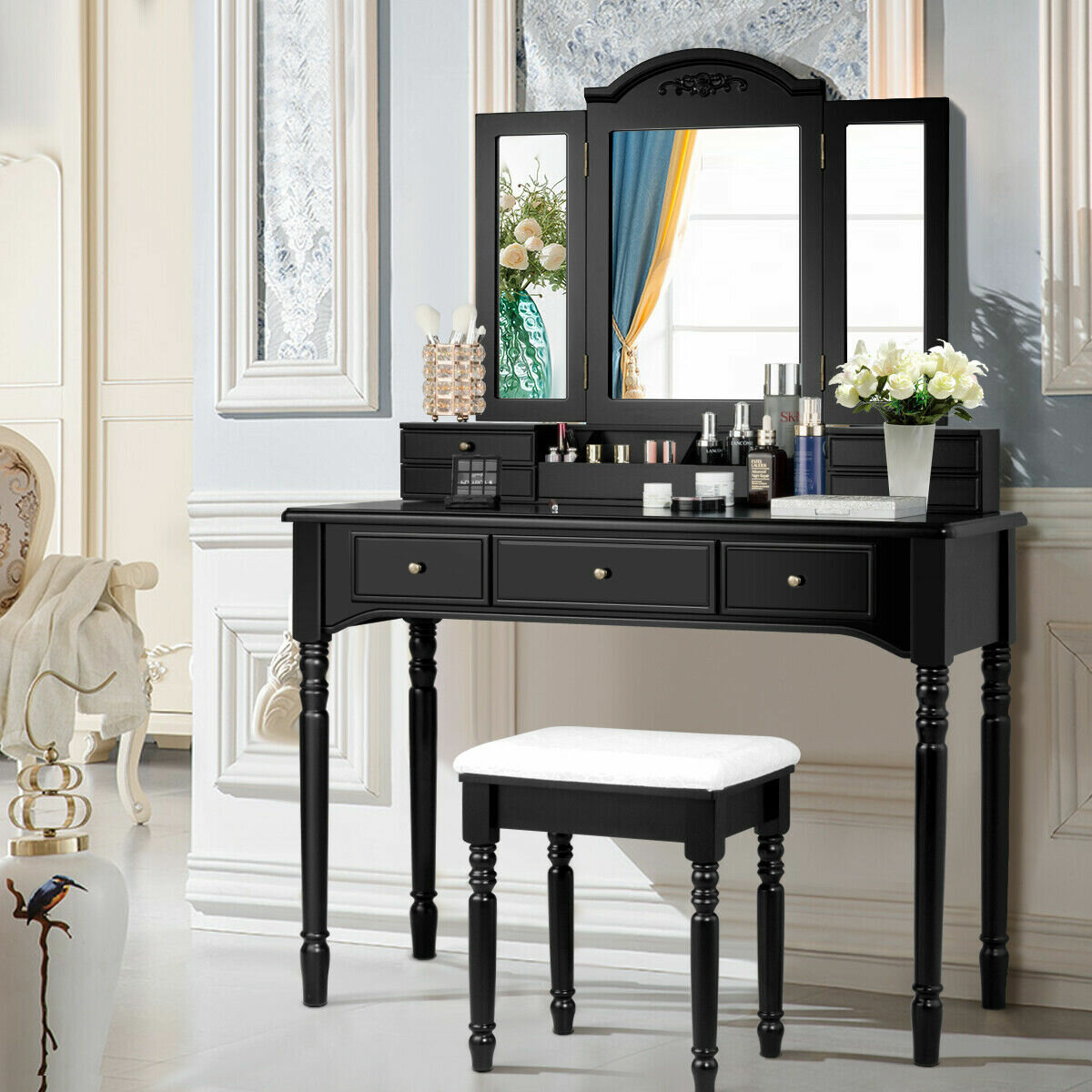 Bowdon Vanity Set With Stool And Mirror Reviews Birch Lane