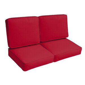 Crimson Piped 4 Piece Outdoor Loveseat Cushion Set