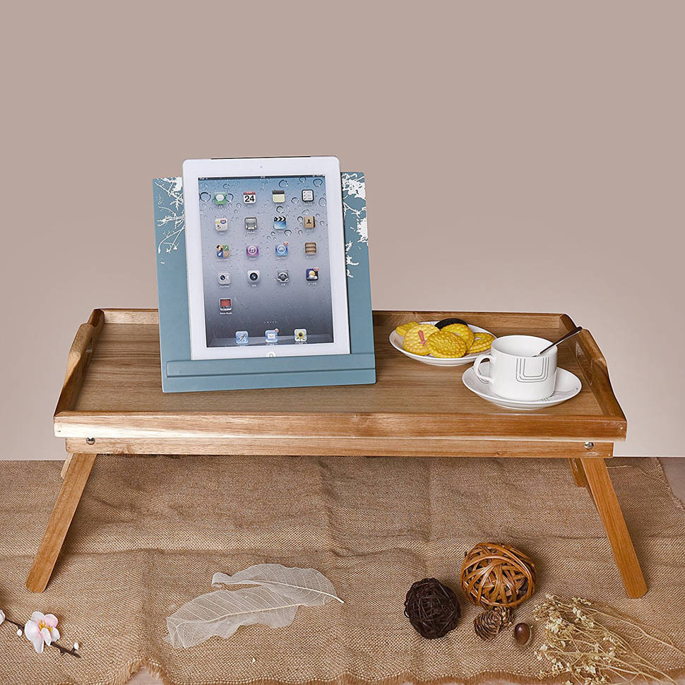Welland Industries Llc Acacia Breakfast Bed Serving Tray With Handle Bedroom Essentials