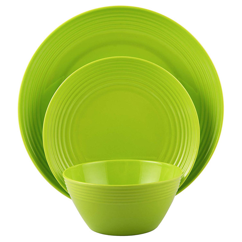 Melange 12Piece Bamboo Dinnerware Set (Rounds Collection) Shatter