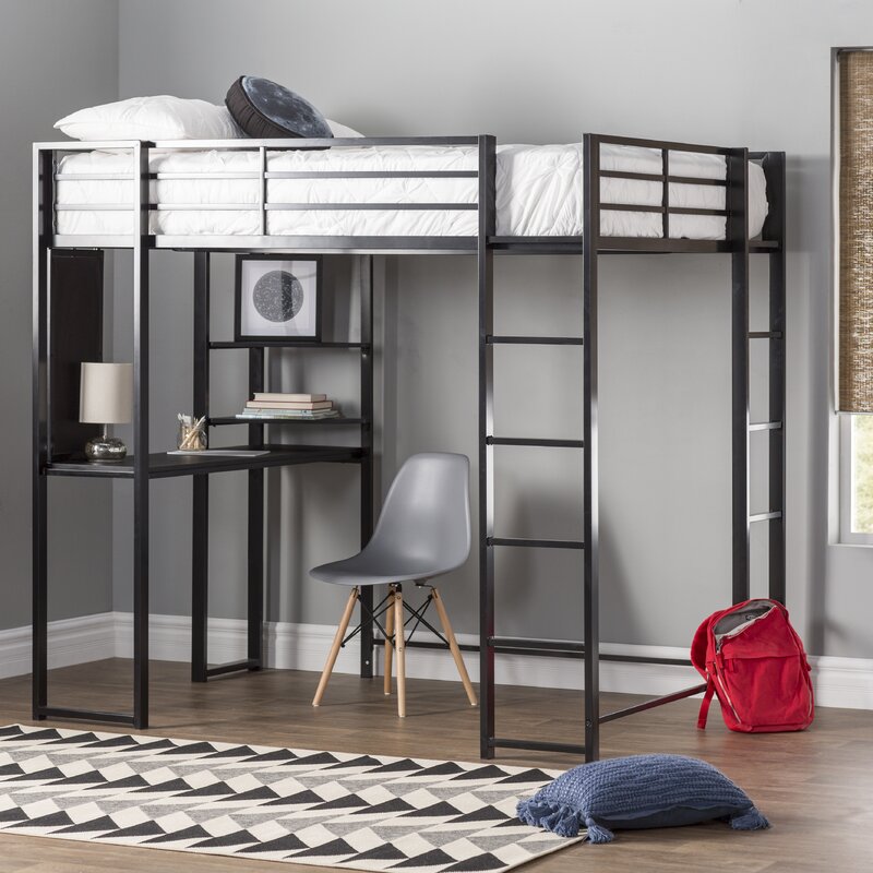 Mack Milo Aime Twin Loft Bed With Bookcase Reviews Wayfair