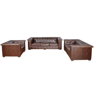 Delatorre 3 Piece Leather Match Living Room Set by Canora Grey