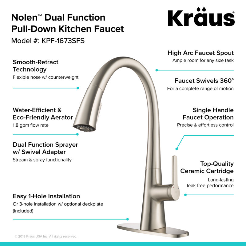Kraus Nolen Pull Down Single Handle Kitchen Faucet Reviews