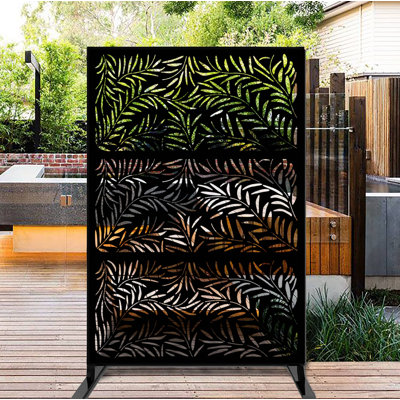 Porpora6 5 Ft H X 4 Ft W Laser Cut Metal Privacy Screen Porpora Finish Black Dailymail
