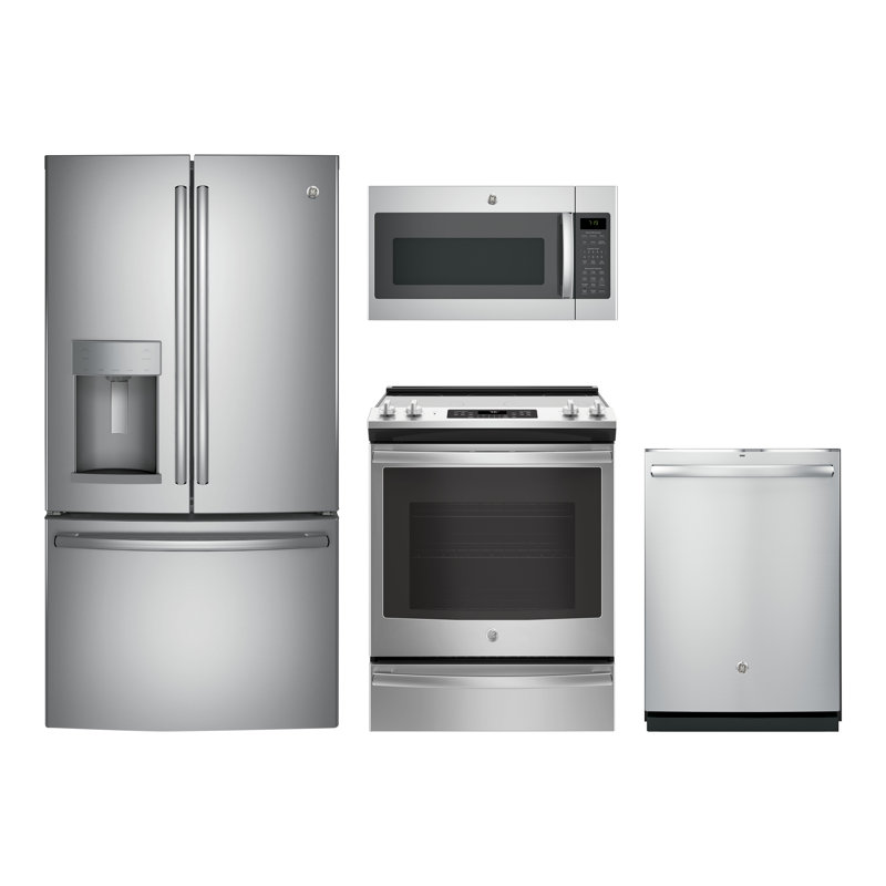 GE Appliances 4 Piece Kitchen Package w/ French Door ...