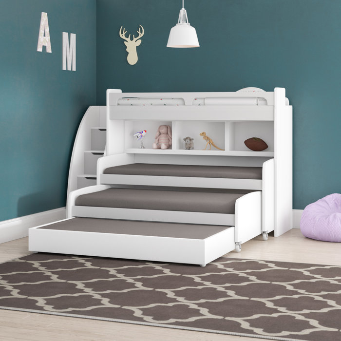 Gautreau Twin L Shaped Bunk Bed With Trundle Bookcase And Drawers Gautreau Twin L Shaped Bunk Bed With Trundle Bookcase And Drawers