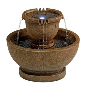 Wildon Home® Resin Oval Urns Cascading Garden Fountain with LED Light ...