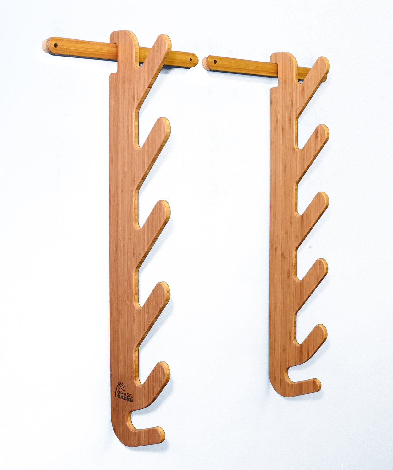 Grassracks Bamboo Snowboard Wall Rack for 4 Snowboards or Longboards Molokai Quad