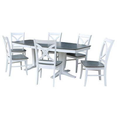 Aarush 7 Piece Extendable Solid Wood Dining Set Rosecliff Heights