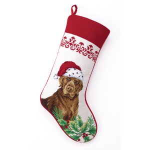 Chocolate Lab Needlepoint Stocking