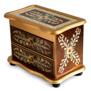 Unique Reverse Painted Glass Jewelry Box by Novica