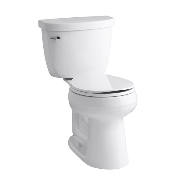 Cimarron Comfort Height 2 Piece Round-Front 1.28 GPF Toilet with Aquapiston Flush Technology and Left-Hand Trip Lever by Kohler