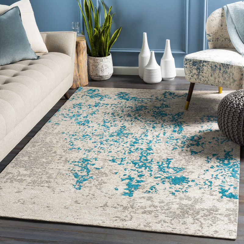 Bungalow Rose Detrick Handmade Wool Teal Blue Silver Area Rug Reviews Wayfair