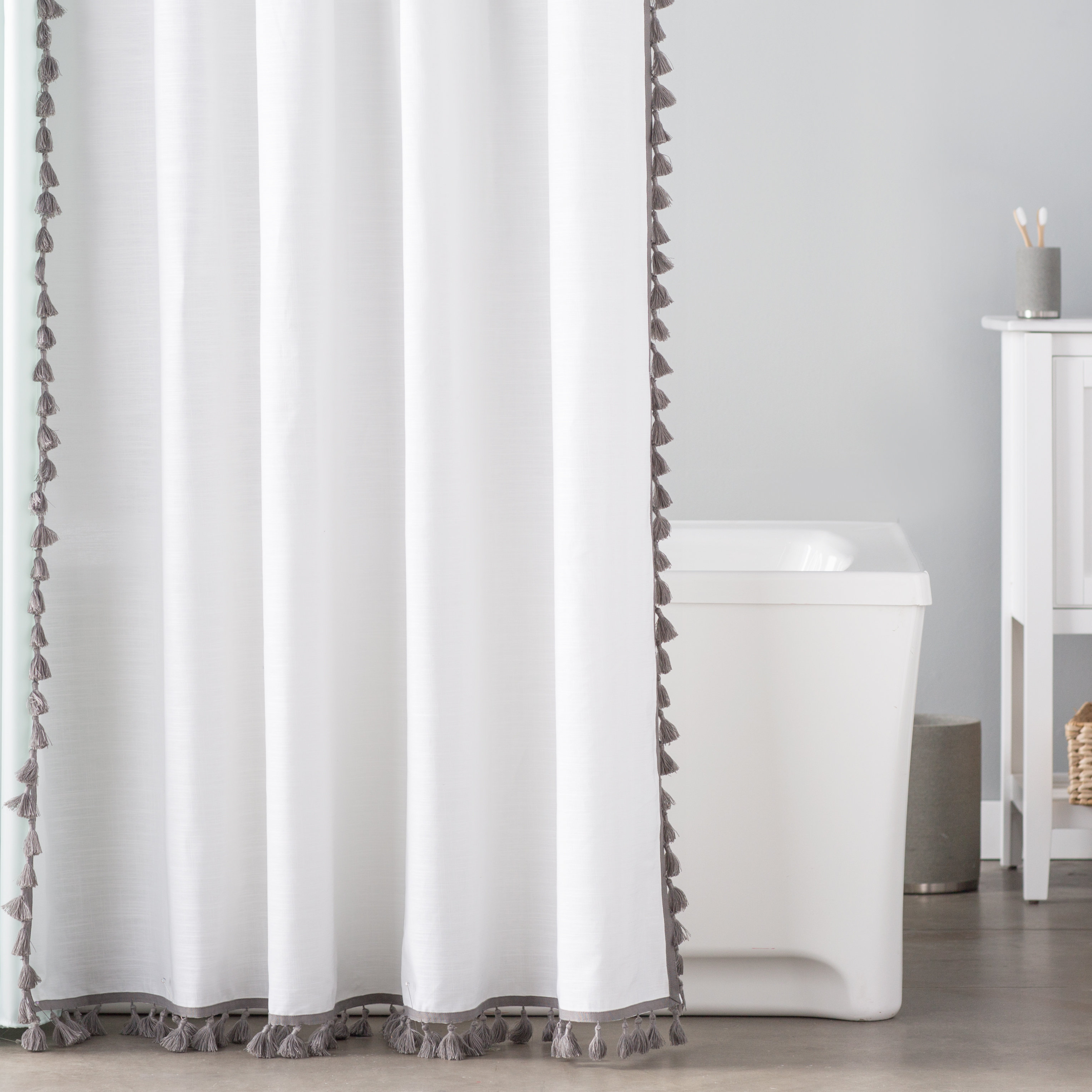 Angelia 100 Cotton Tassel Single Shower Curtain Reviews Allmodern
