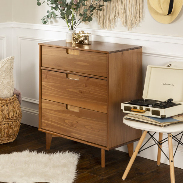 Best #1 Carlisa Groove Handle Wood 3 Drawer Dresser By Hashtag Home Purchase