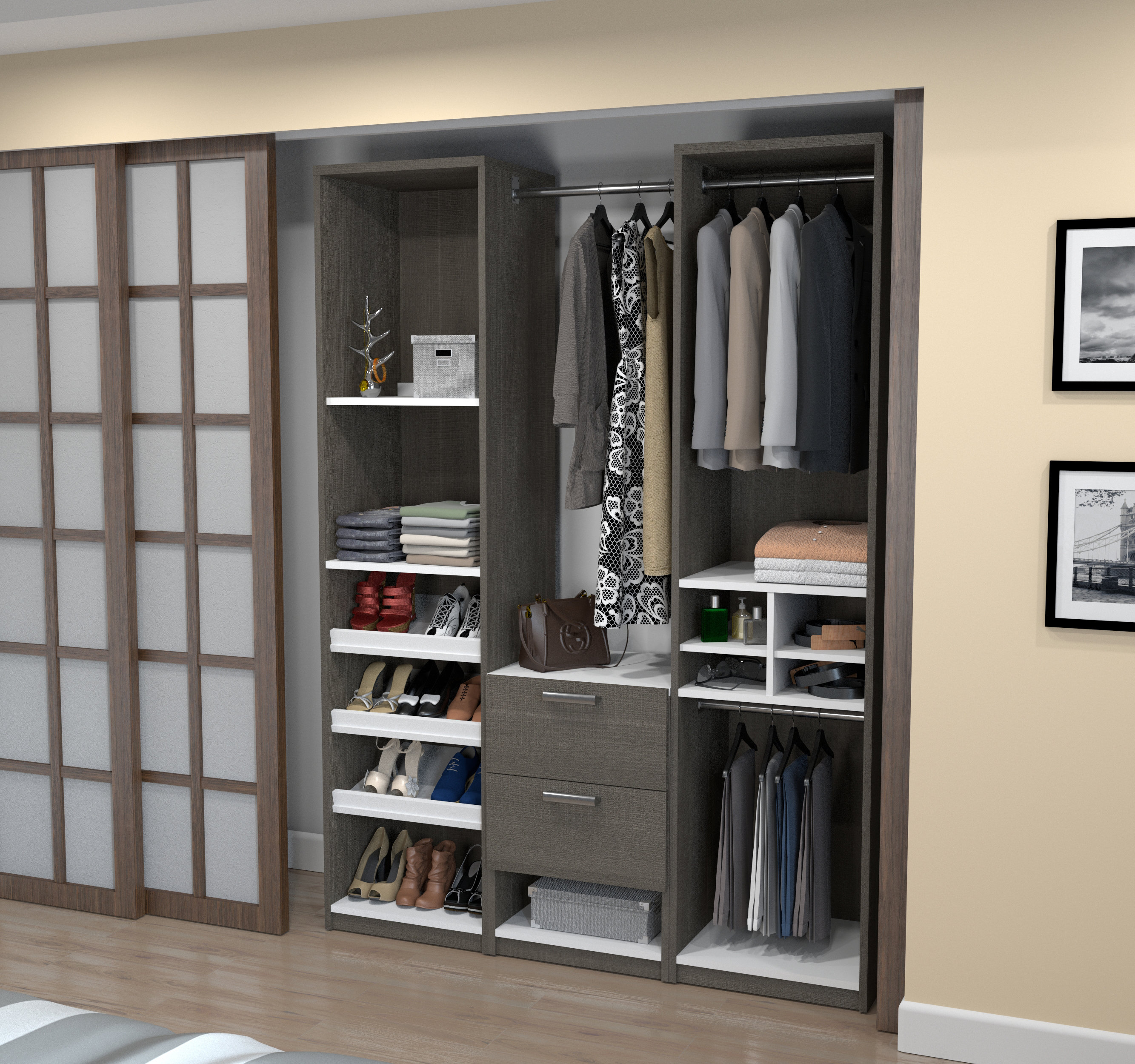 Rebrilliant Wilbur Deluxe Reach 58 5 W Closet System Wayfair